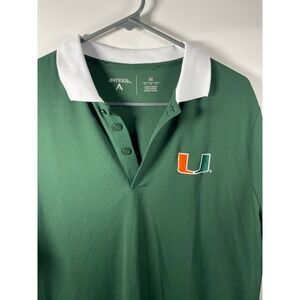 Miami Hurricanes Antigua Polo Shirt Size Medium Green College NCAA